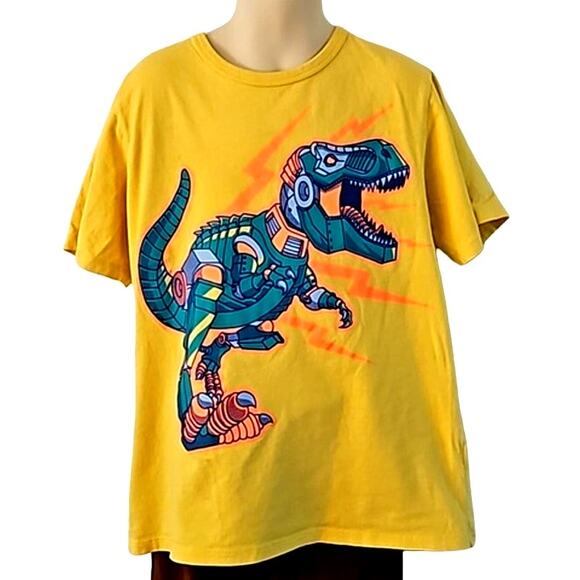 Place Boys Yellow T-Shirt Dinosaur Graphic Size 8 Casual Tee - Picture 3 of 5